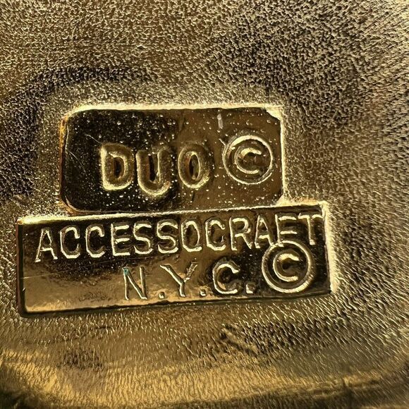Signed Accessocraft NYC Etruscan Gold Plated Vintage Belt Buckle 3.5" 80s - Picture 8 of 8